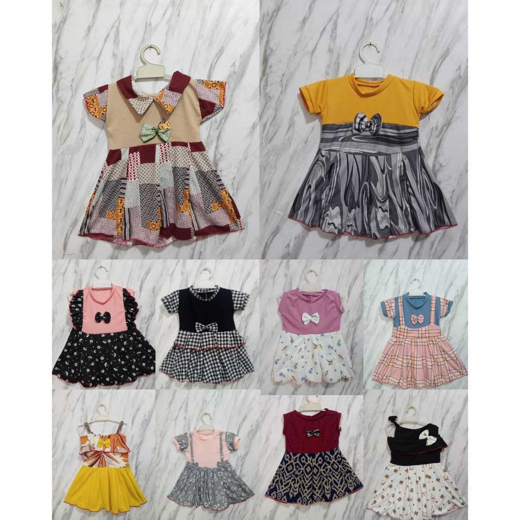 JOVSHOP Paket usaha 10 pcs mini mix model dress anak perempuan baju dres bayi anak perempuan