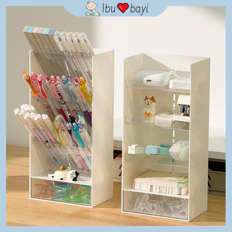 Stationery Organizer 5 Sekat PenHolder/Rak Pensil Transparan Serbaguna Rak Serbaguna/Rak Make Up Ski