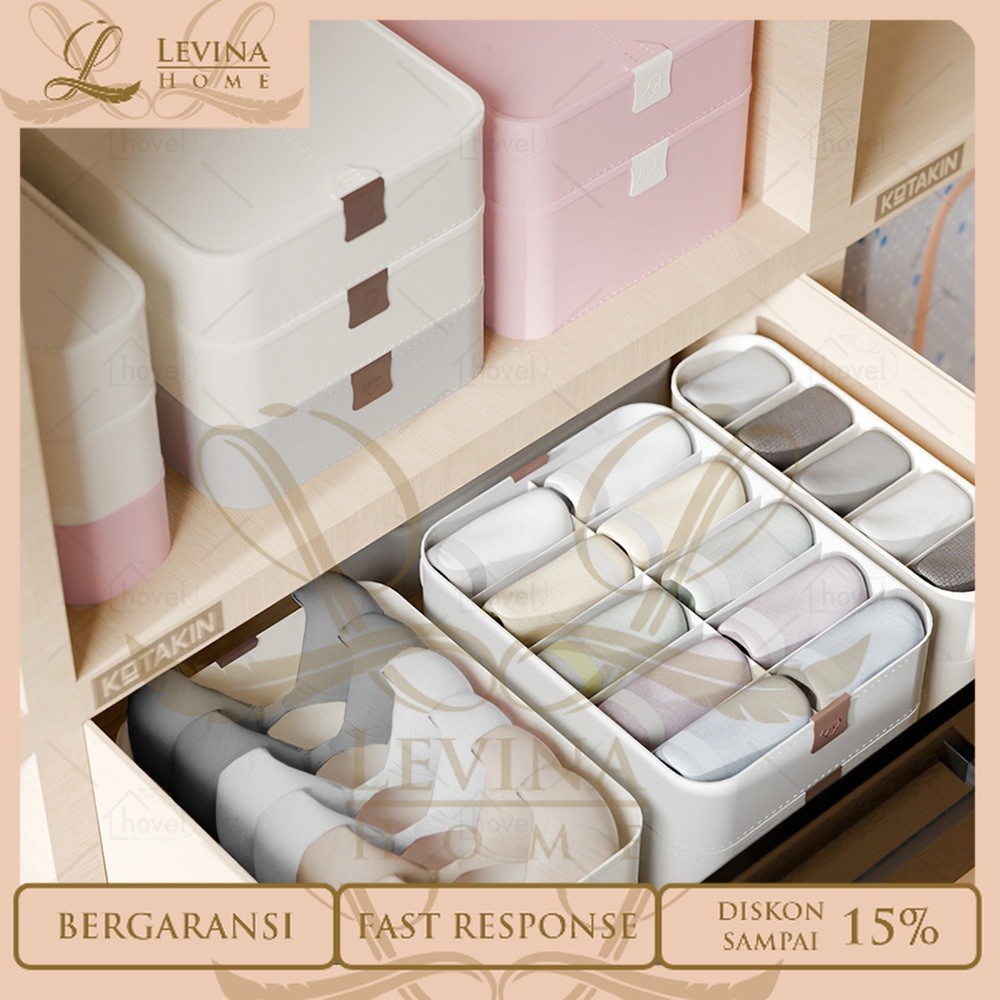 Storage Box Underwear Bra Organizer Tempat Penyimpanan Kaos Kaki Kotak Pakaian Dalam – Levina Home