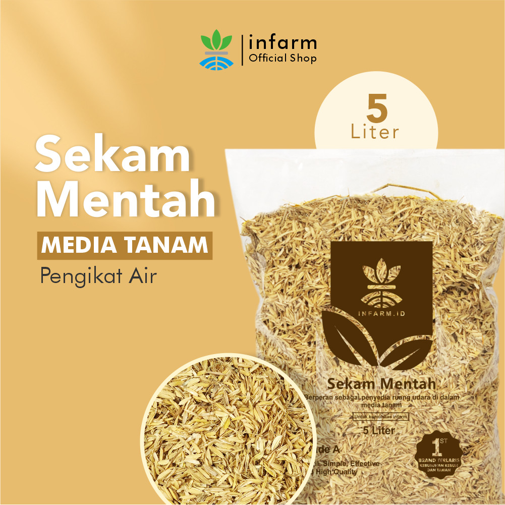 INFARM - Sekam Mentah 5 liter Tanah Media Tanam Sekam Mentah 5L Organik Ringan, Kaya Nutrisi Melemba