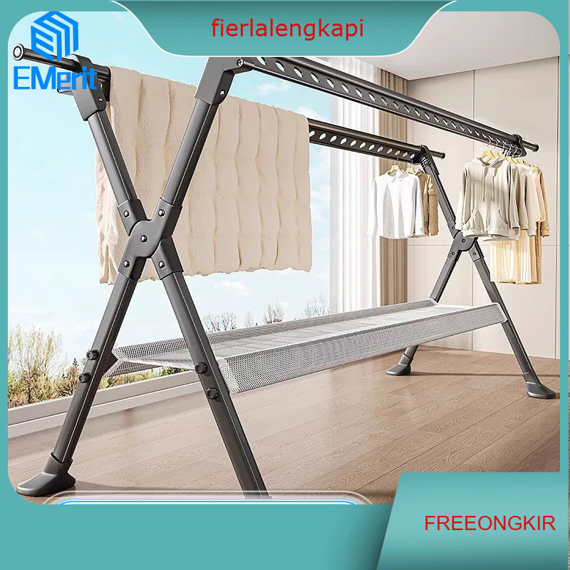 Jemuran Baju Besi Kuat Besar Jemuran Baju Lipat Jemuran Aluminium Jumbo With Hanger/Gantungan