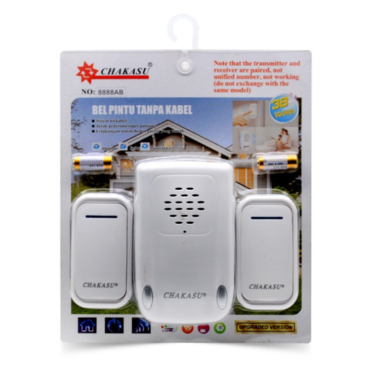 Chakasu Bel Pintu Wireless - Door Bell 2 Remote Dc 8888Ab