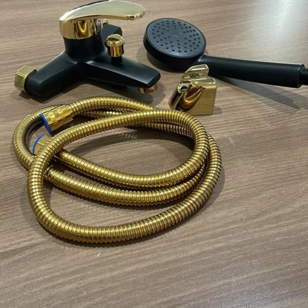 kran panas dingin black gold shower kran mixer
