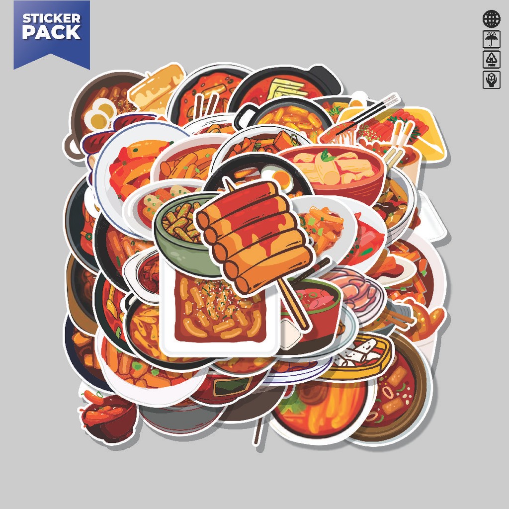 

[100PCS]Stiker Pack Stiker Kartun Tteobokki Aesthetic Vinyl Anti Air Dekorasi Sticker Laptop Buku Journal Koper Helm Casing HP Gitar Helm Skateboard