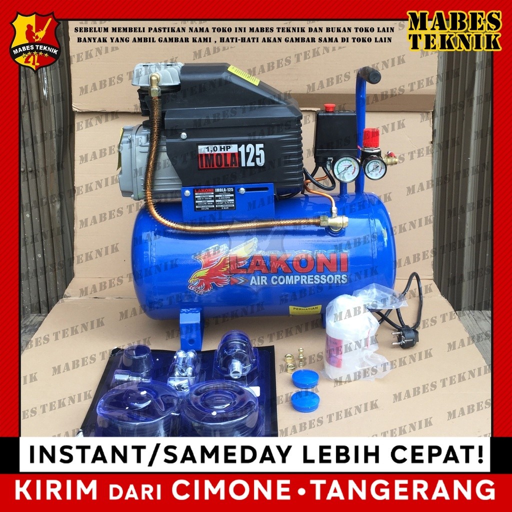 LAKONI IMOLA 125 - KOMPRESOR ANGIN - 1HP / 1PK - TANKI 25L / 25 LITER - LISTRIK 550 WATT - GARANSI