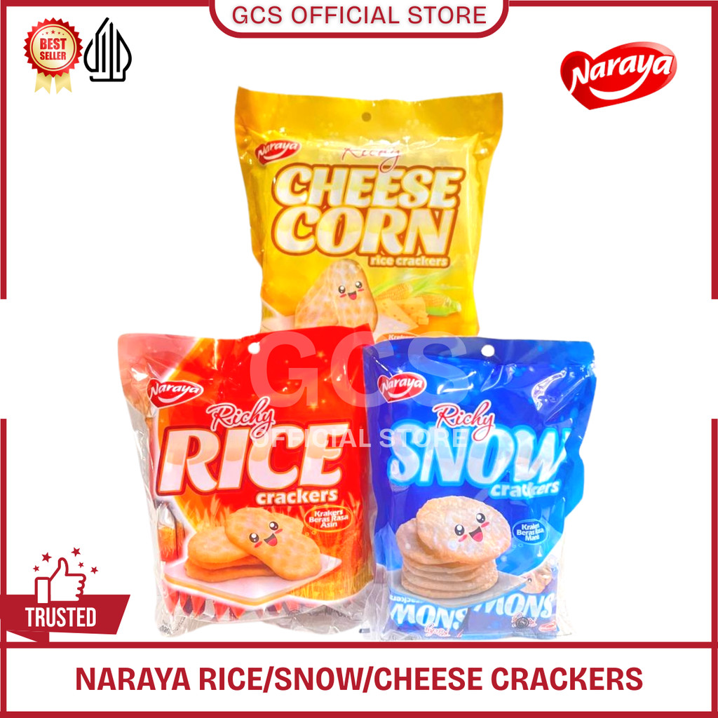 

Naraya Richy Snow Rice Cheese Corn Crackers Kreker Beras 96 gr