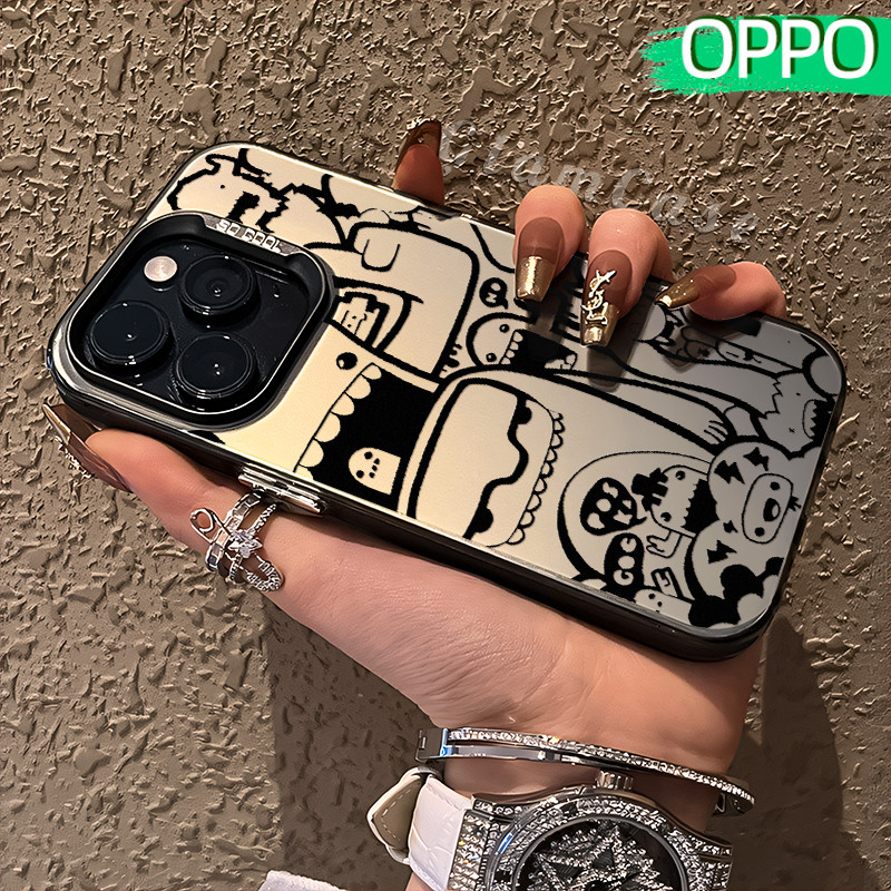 Kece Graffiti Glossy Hologram PC Case OPPO A18 A57 A16 A15 A17 A60 A3x A3s A5s A54 A53 A12 A31 A58 A