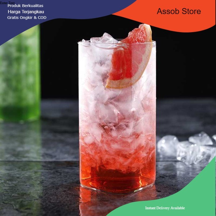 Gelas Kaca Besar Polos Unik Kotak Estetik Cafe Aesthetic Murah 470 ml - Assob Store