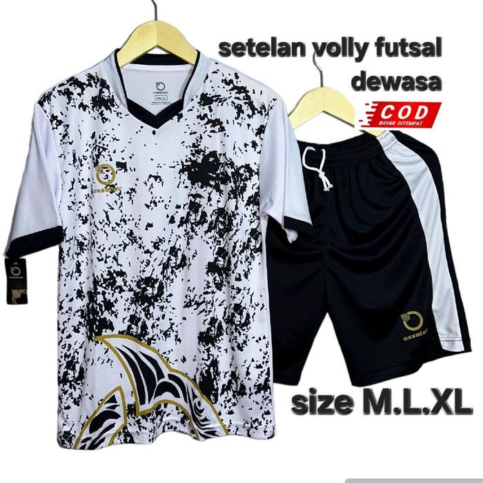 [Promo] baju olahraga setelan futsal Pria Wanita Jersey Seragam Sport - putih hitam ortus, M