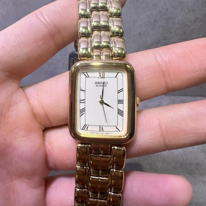 Seiko vintage quartz SFR170 gold original stainless steel full jam tangan unisex sudah anti air kaca