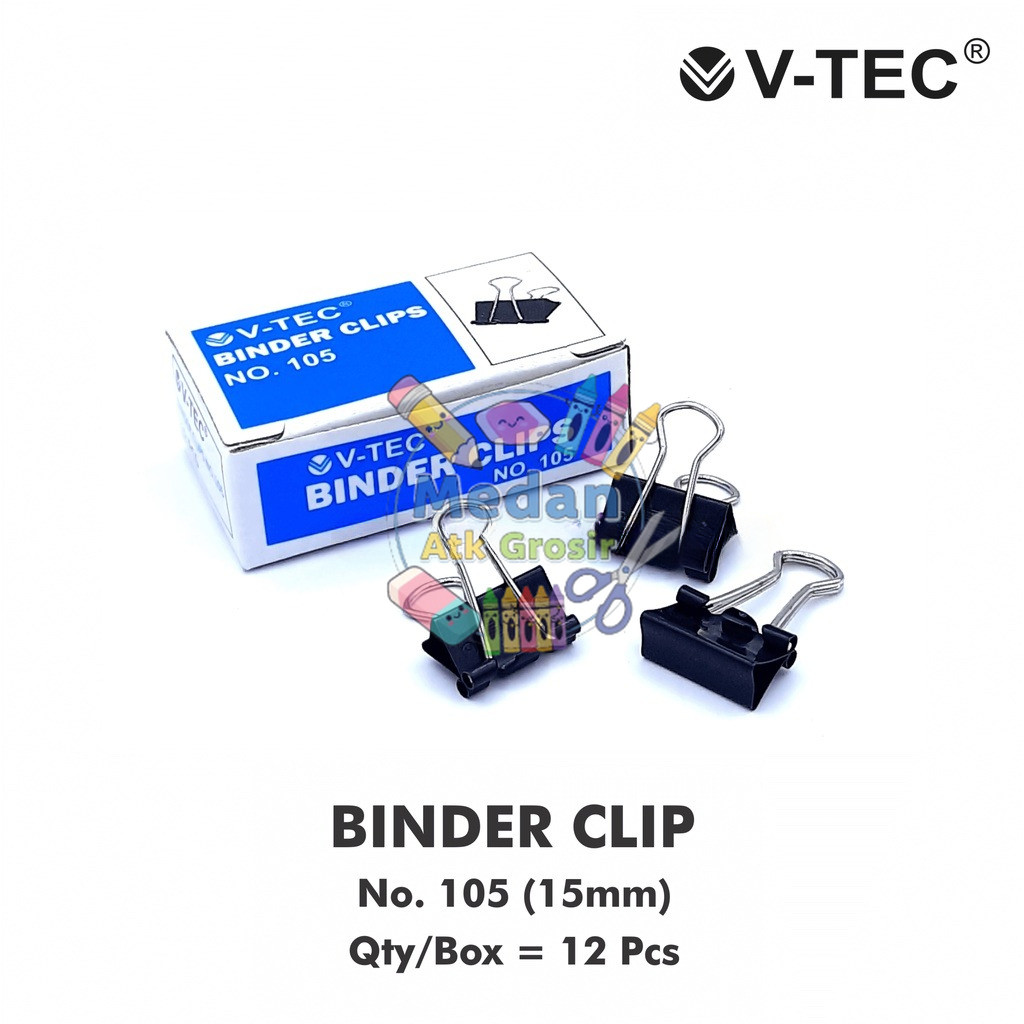 

[2 BOX] Penjepit Kertas Serbaguna / Binder Clip Ukuran Kecil No 105 Isi 12 Pcs Vtec