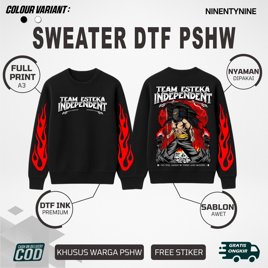 Sweater Crewneck  Perguruan Pencak Silat PSHW Desain Terbaru Motif Team Esteka Independent Model Dis