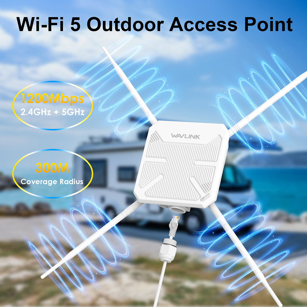 WAVLINK AC1200 Outdoor Long Range Wifi Extender Wifi 5 Waterproof Access Point Wifi Signal Booster W