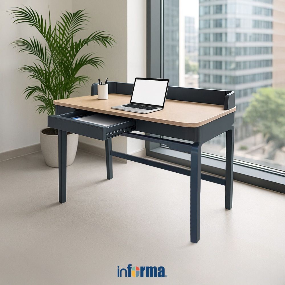 Informa Ragnar Meja Kantor - Abu-Abu Charcoal Office Table Furnitur Kantor Meja Kerja Belajar Desk T