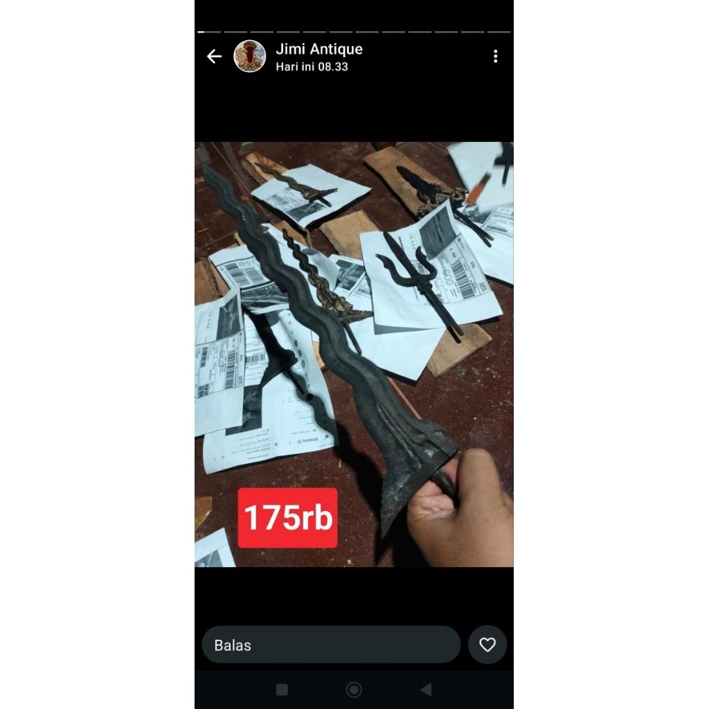 keris sengkelat termurah sepuh Majapahit orian pamor keleng