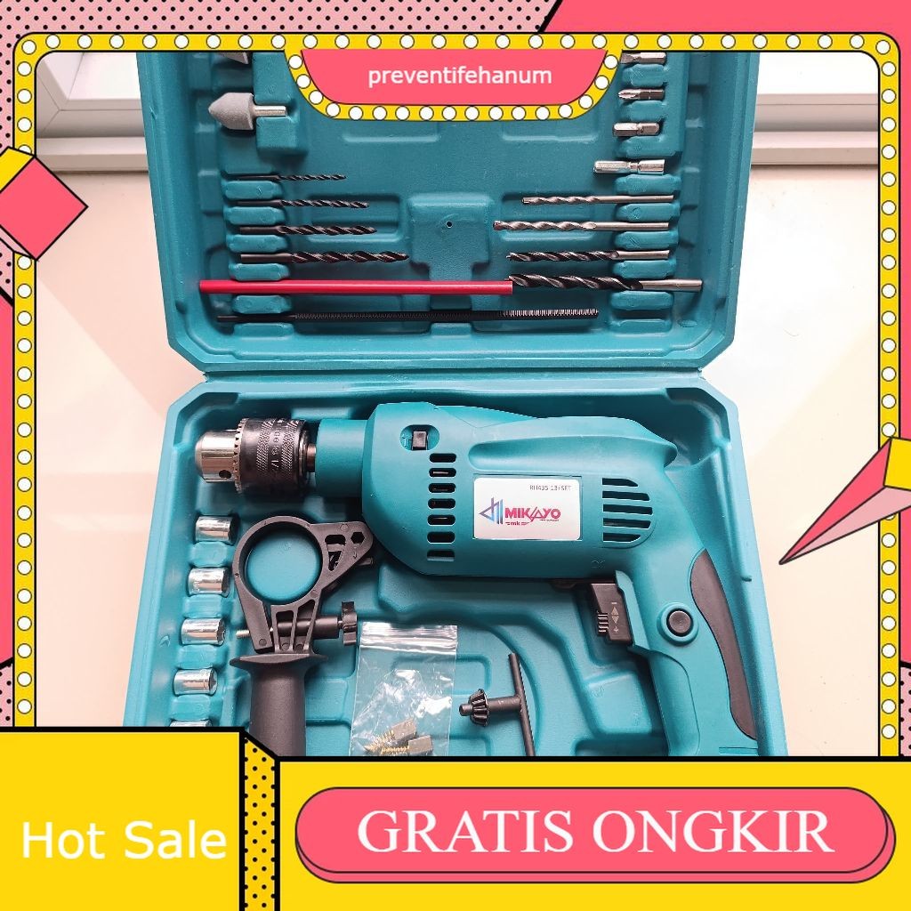 Mesin Bor Tangan Listrik Tembok Beton Mesin Bor Set MIKAYO / Mesin Bor Beton MAKITA 13 Mm Hammer Imp