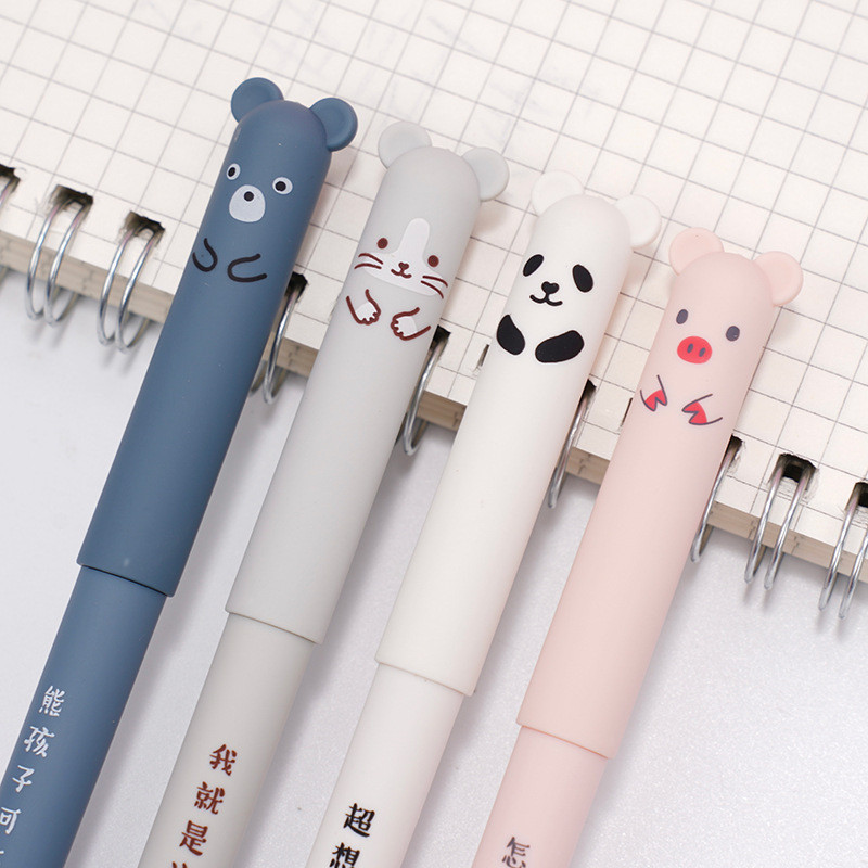 

Kawaii Pig Bear Cat Mouse Erasable Gel Pen School Office Supplies Stationery Gift 0.5mm Blue Black Ink