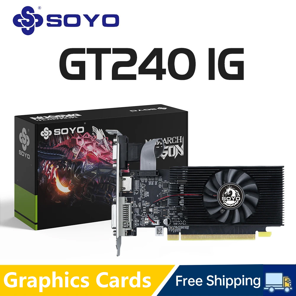 SOYO NVIDIA GPU GT 240 1G Half-height Graphics Card DDR3 128Bit 40nm Gaming Video Cards Desktop Comp