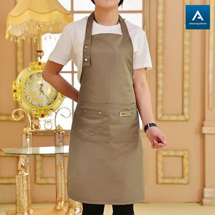 celemek masak apron dapur barista chef pria wanita clemek canvas keren Promo 