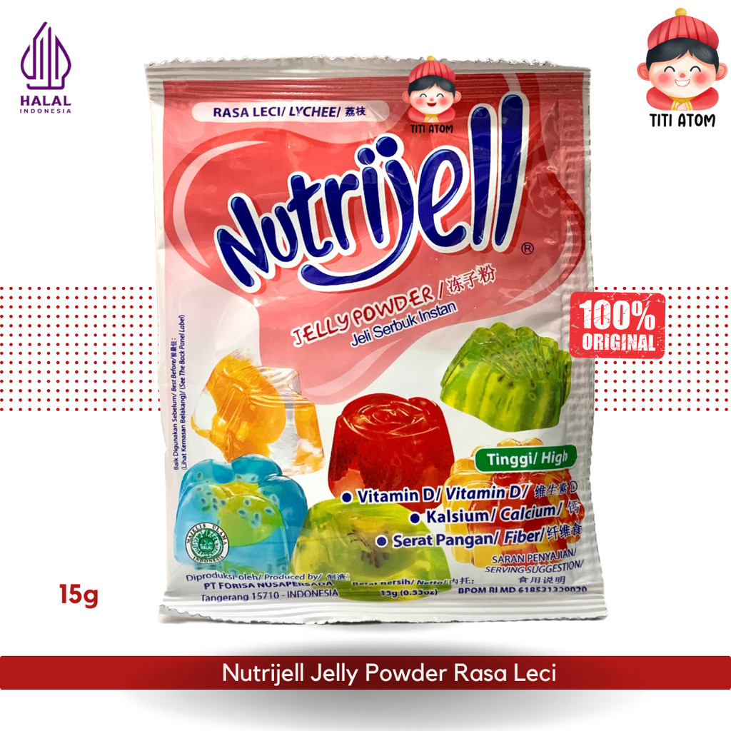 

[1 BOX 12PCS] Nutrijell Jelly Powder Bubuk Lychee Leci 15g