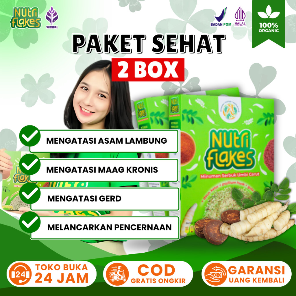

Nutriflakes Paket 2 Box - Lebih Ampuh Mengatasi Asam Lambung, Maag Dan Gerd