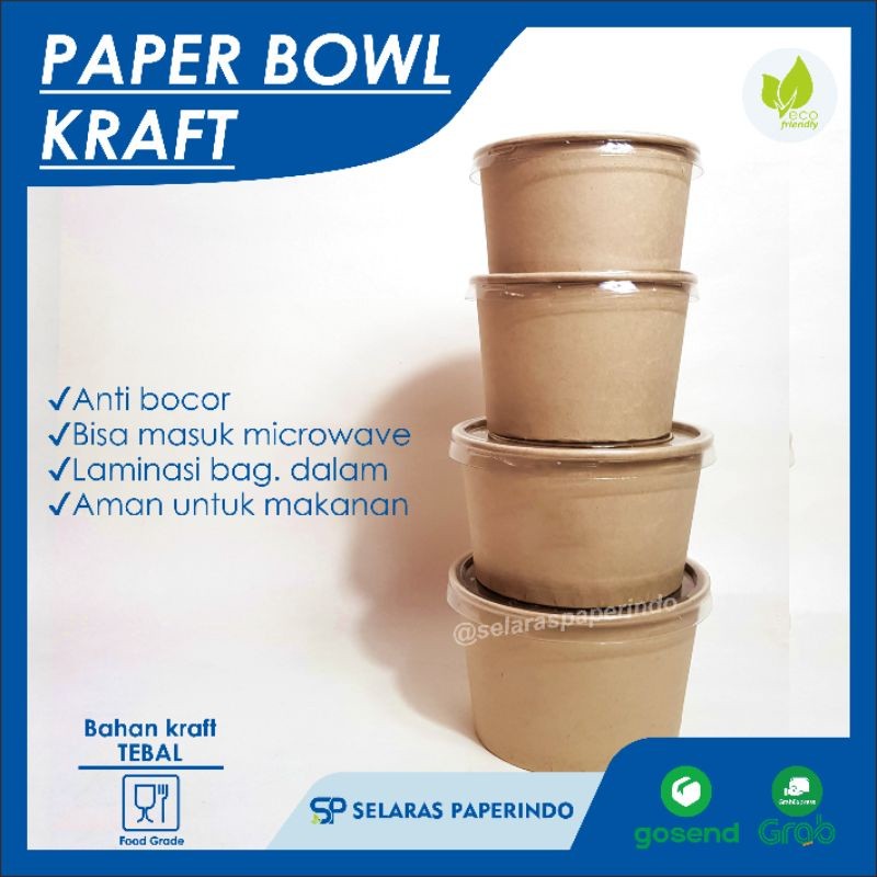 ISI 100pcs | Paper bowl coklat - paperbowl salad - paper bowl mie - rice nowl - mangkok kertas - man