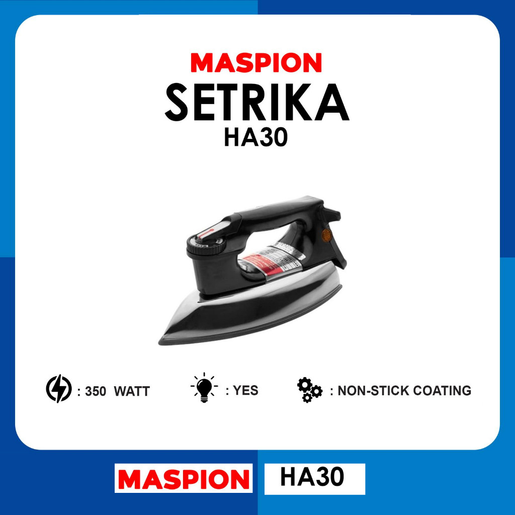 Setrika Maspion HA90 / Maspion Setrika HA-90 / Setrika Listrik Stainless Maspion HA-90 Non Stick