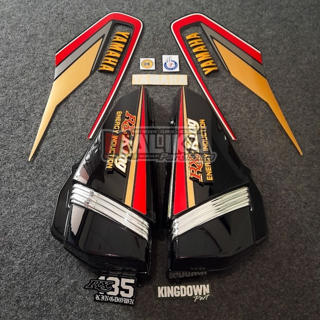 Stiker / Striping Lis RX KING Cobra 1992 Merah - Set Emblem & Box Aki - Premium Quality Best Seller