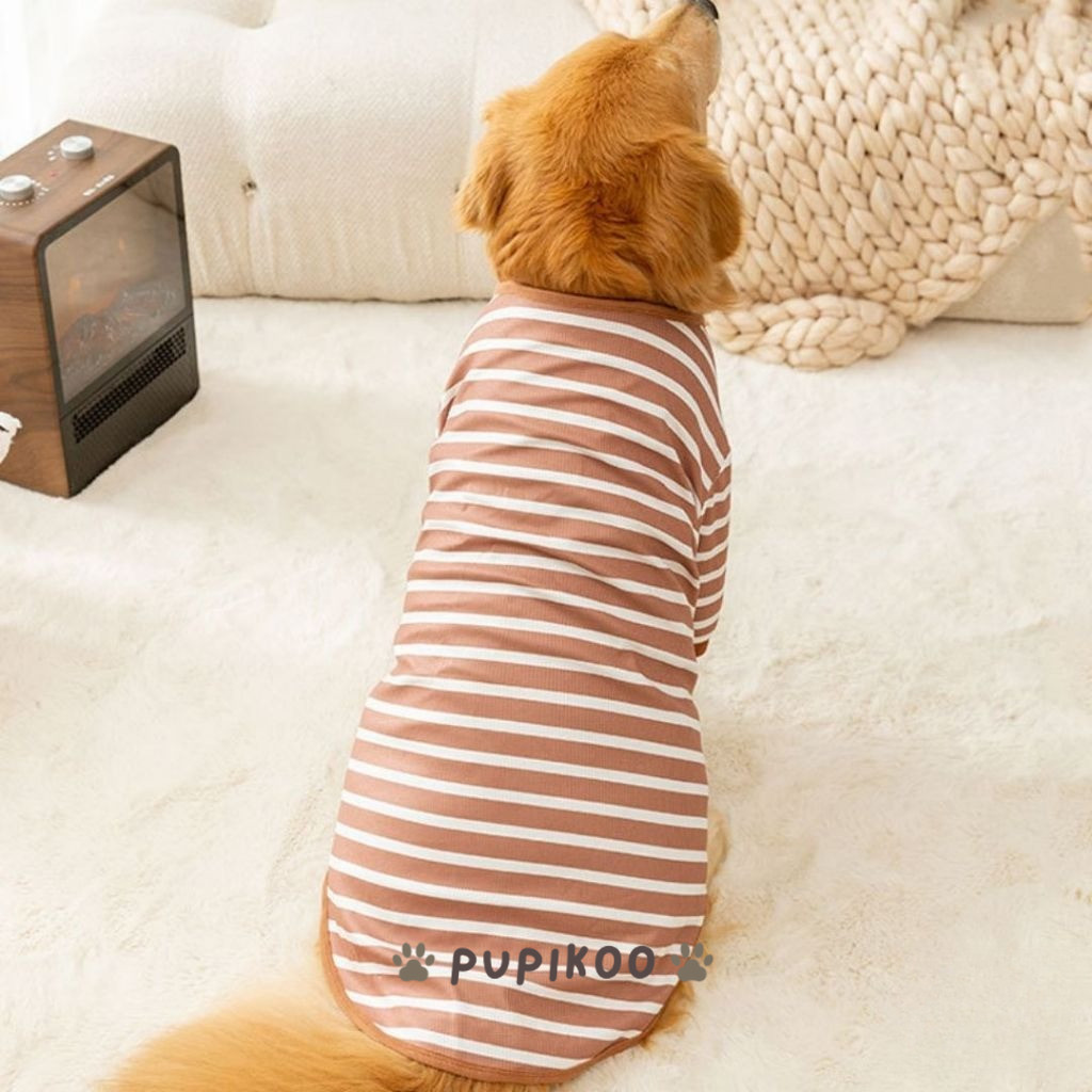 Baju Anjing Besar Golden Husky Jantan Betina Motif Salur Pupikoo