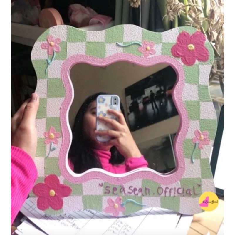 HM8 - kaca dinding standing mirror cermin aesthetic custom kaca vintage cermin souvenir mirror foam 