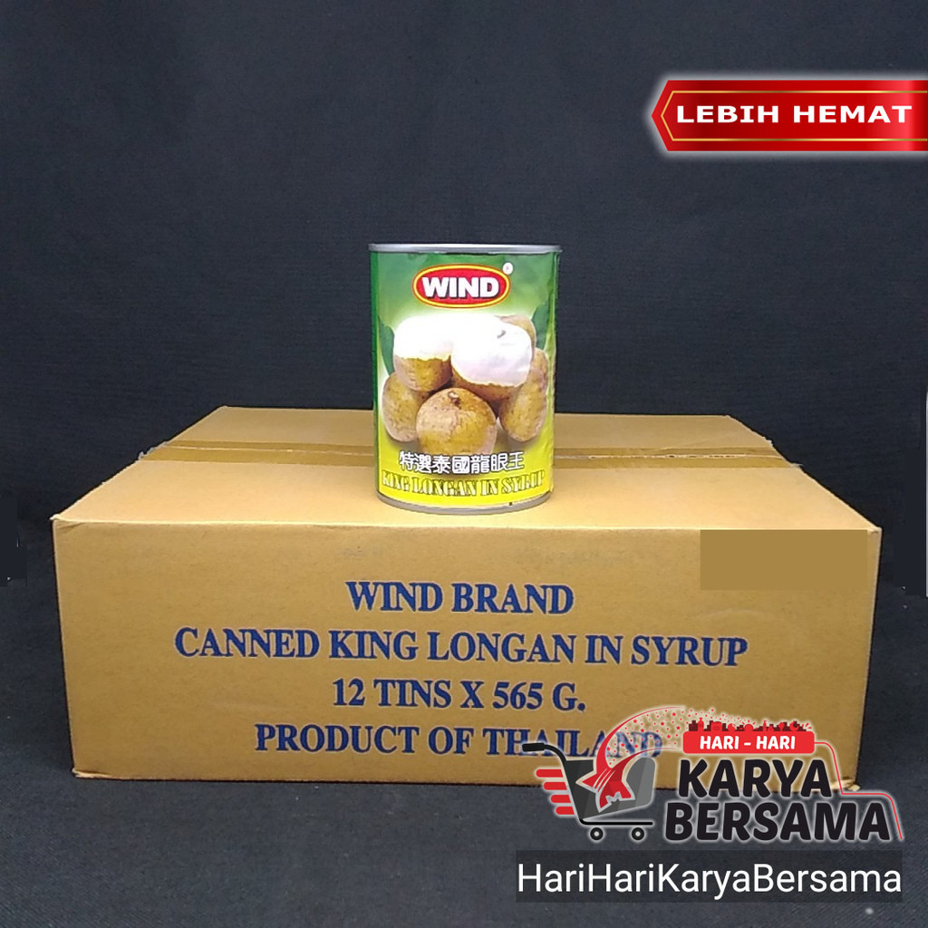 BUAH DALAM KALENG WIND LONGAN PER CARTON ISI 12 PCS X 565GR