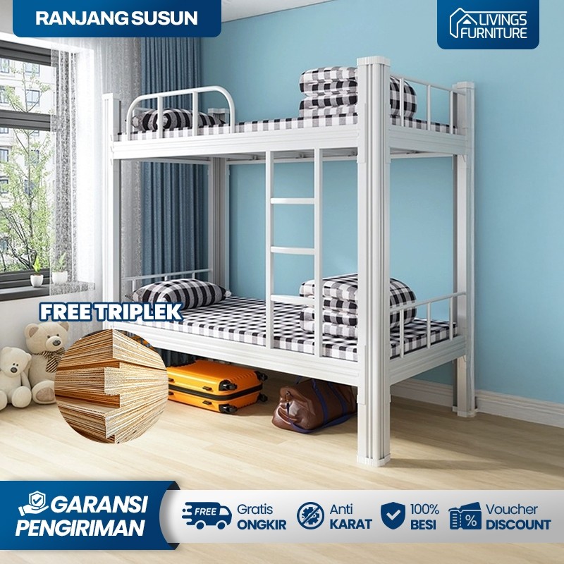 Ranjang Tingkat Susun 2 Tempat Tidur Tingkat Besi Dipan Ranjang Tingkat Kasur Tingkat Minimalis