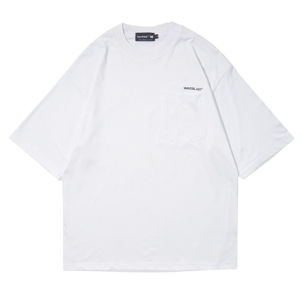 Waveblast Oversize T-Shirt Pocket White 100% Cotton Unisex Tee