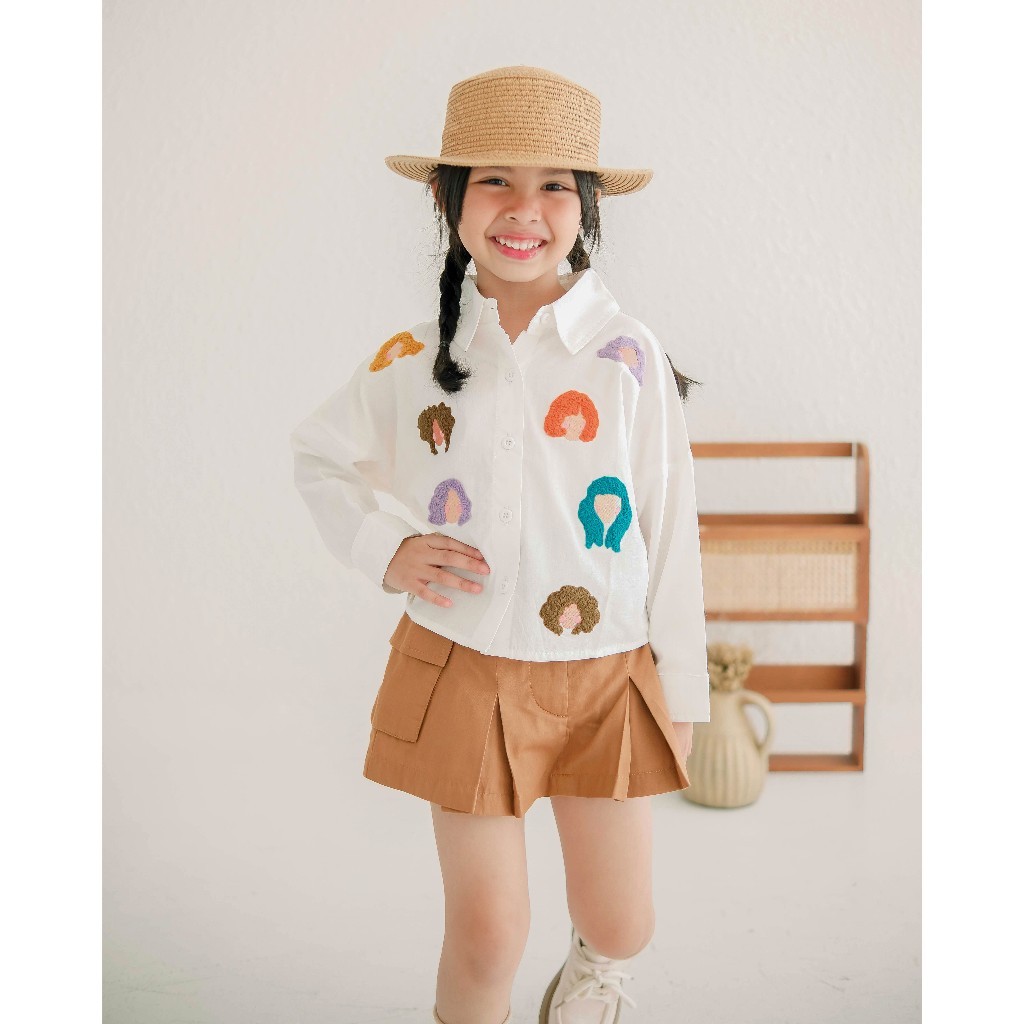 MALLALLYSON KAMIYA OVERSIZED SHIRT | Kemeja Anak Perempuan | Kemeja Oversized | Kemeja Bordir Anak