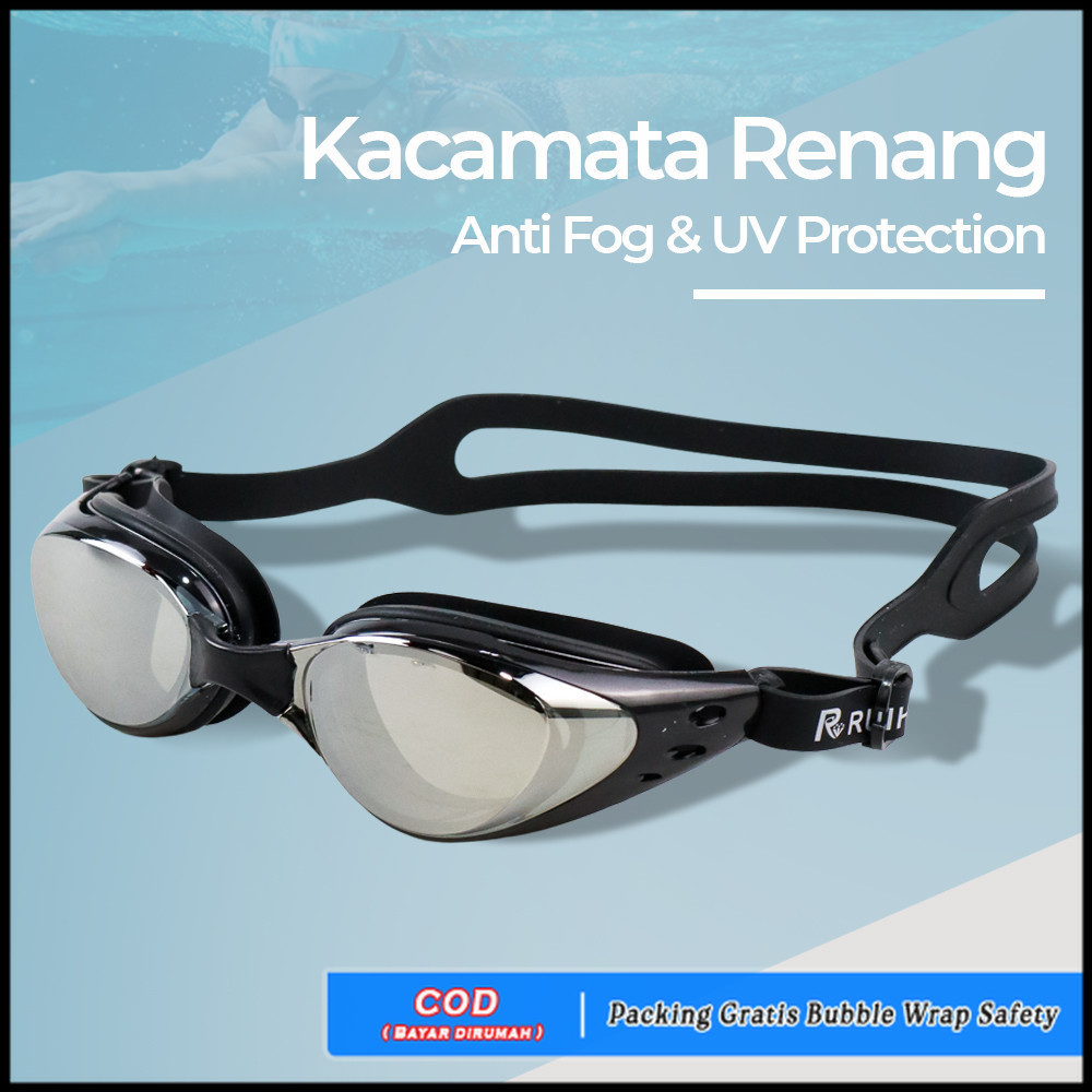 Kacamata Renang Coating Mirrored Anti Fog UV Protection