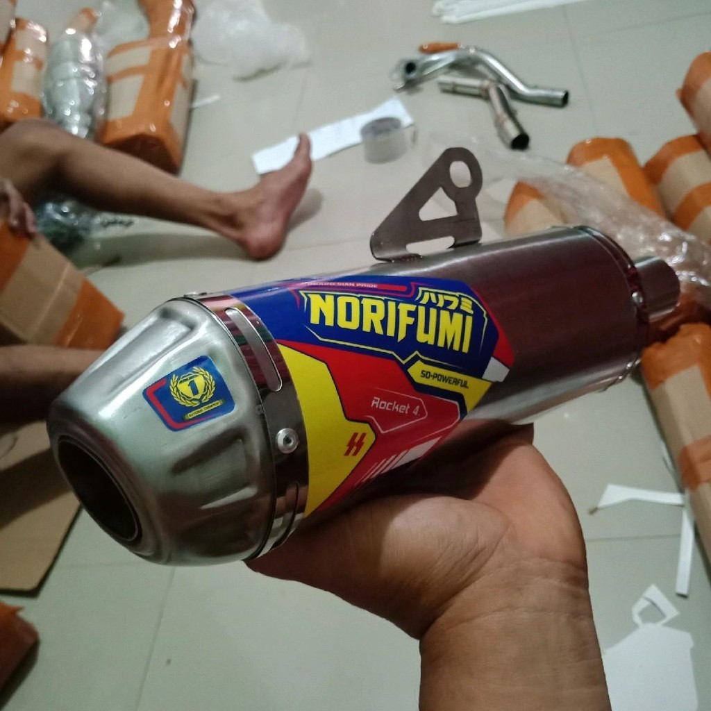 Norifumi Roket 4 Exhaust Silencer. Full power, 38mm and 50mm inlets, great sound, solid bass.