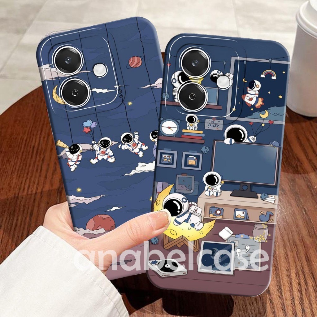 Softcase Oppo a3x 2024 Reno 12f 12 12 pro 11f a79 a98 a78 4G a78 5G TERBARU Motif Astronot Cute  - C