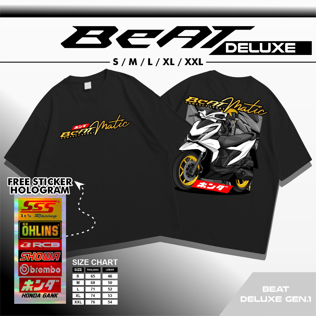 Kaos Distro Racing Terbaru - Kaos Motor Honda Beat Deluxe Gen.1 Modifikasi - Tshirt Unisex Pria Wani
