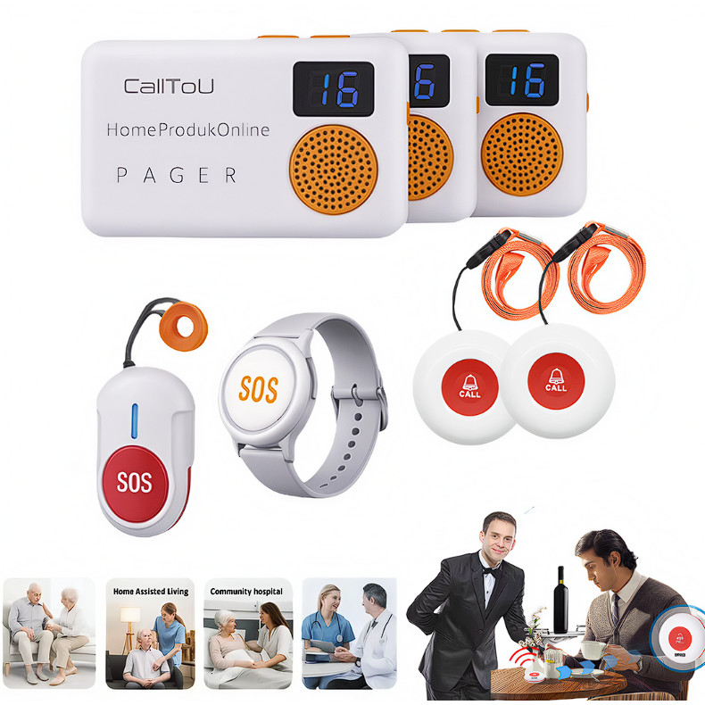 Bel Wireless LED Display Portable SOS Darurat Lansia Klinik Panggilan Cafe Restoran