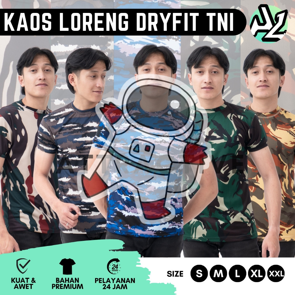 KAOS LORENG DRYFIT TNI AL/TNI AU/TNI AD/MALVINAS/LIBANON/KOPASSUS - ATTRACTIVE