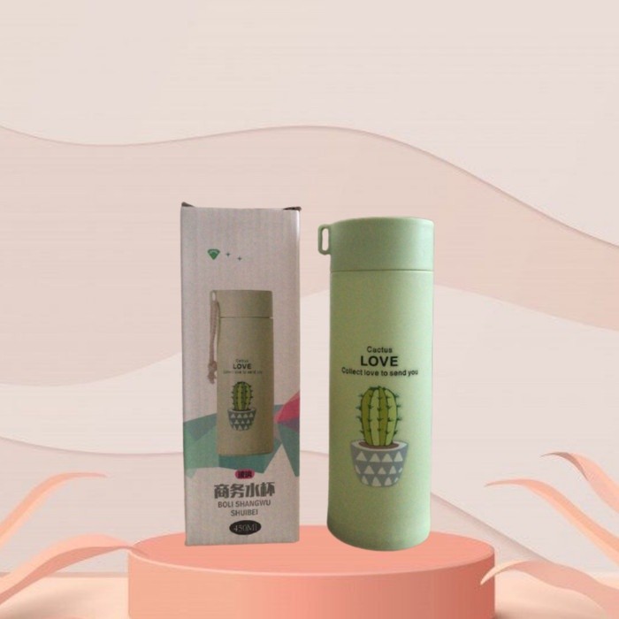 OS Botol Kaca Kaktus Tanpa Box Bottle Tumbler Glass Termos Air