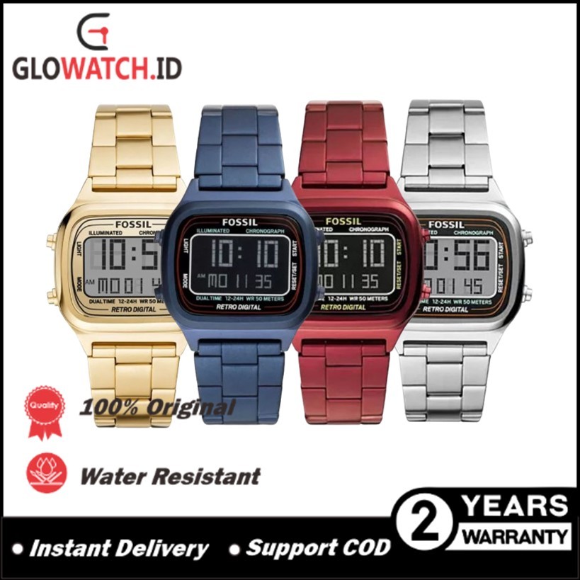 [Promo] Jam Tangan Pria FS FS5843 FS5844 FS5896 FS5897 Retro Digital Stainless Steel Strap (Garansi 