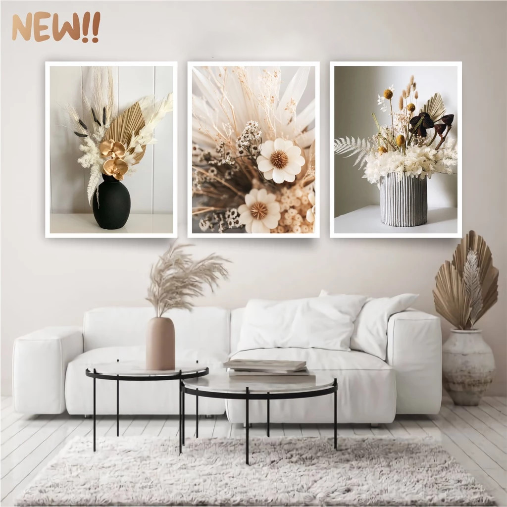 Desain Dinding Bunga Kering Abstrak Dekorasi Modern Rumah Kantor Seni Dinding Tahan Air Hiasan Simpe