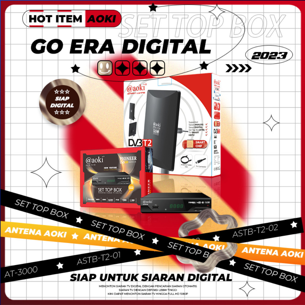 AOKI Antena 2 Tv Digital Luar Dalam Indoor Outdoor AT3000 / AOKI ANTENA DIGITAL AT-3000