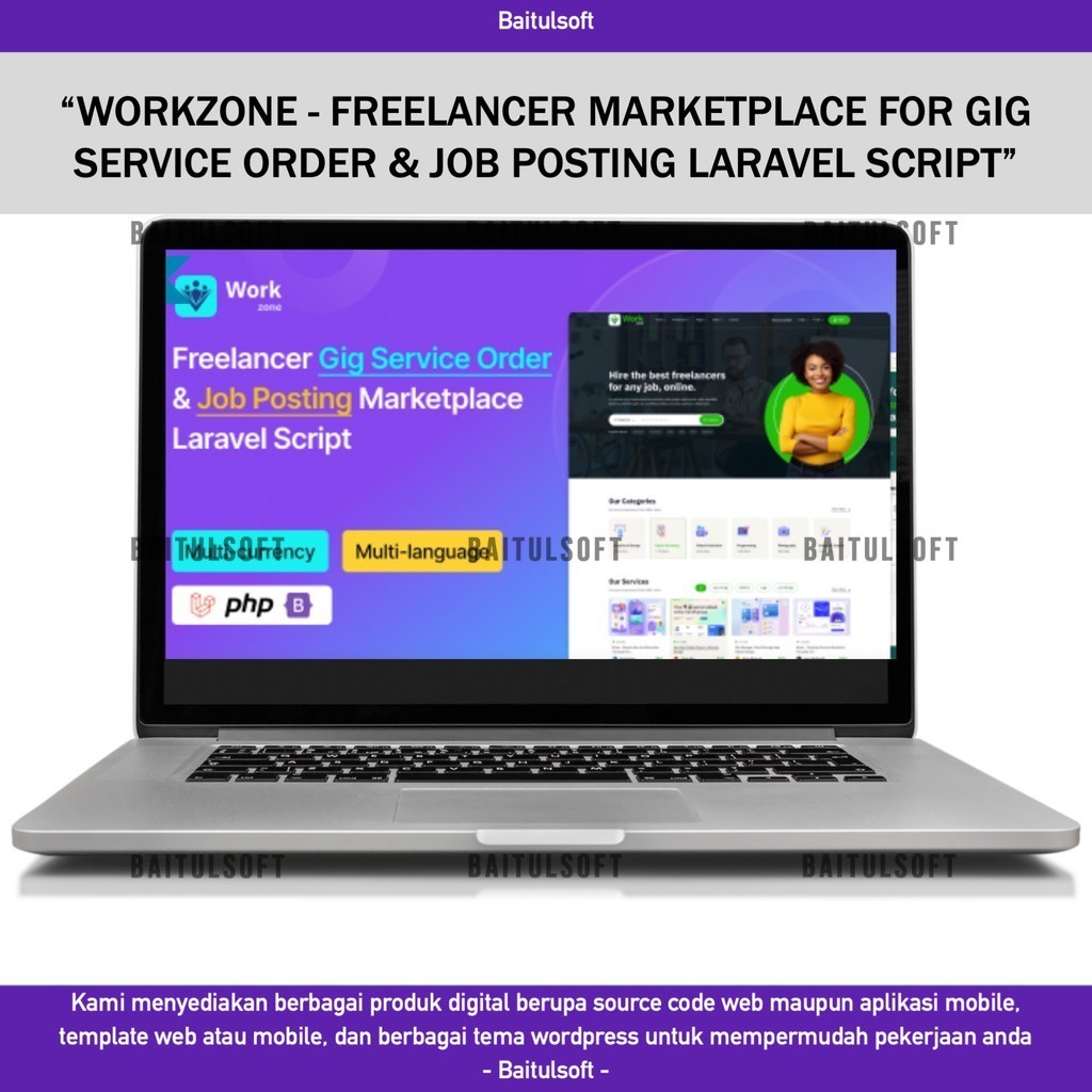 SOURCE CODE APLIKASI WEB WORKZONE - FREELANCER MARKETPLACE FOR GIG SERVICE ORDER & JOB POSTING LARAV