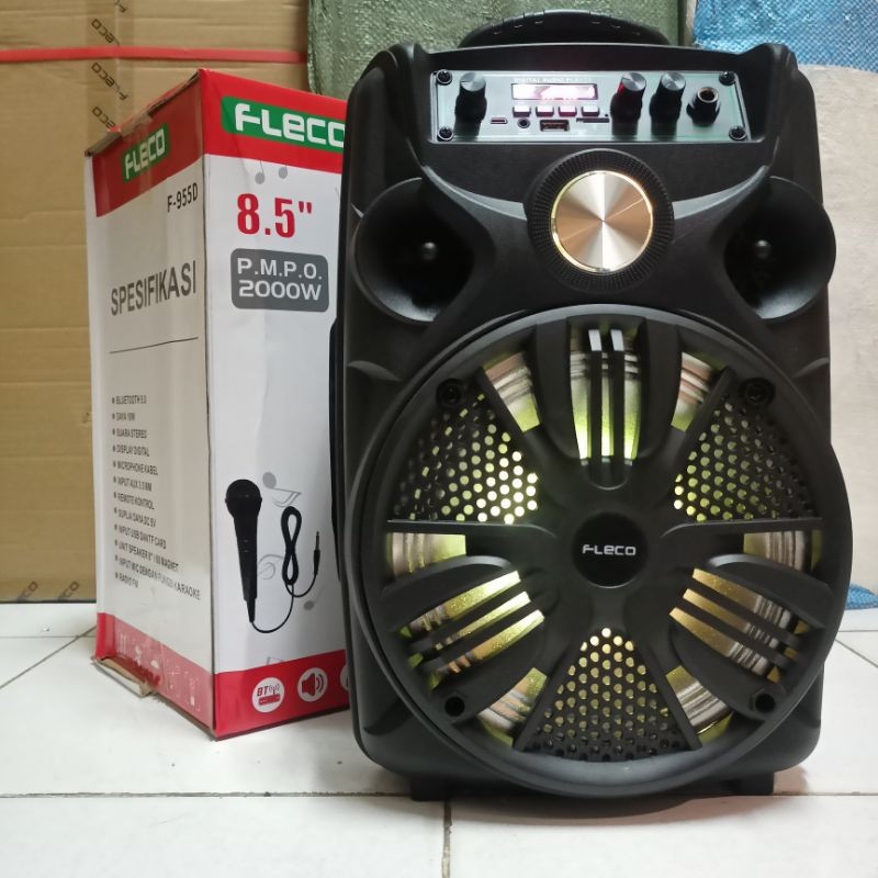 FLECO FLECO F8801 SPEAKER BLUETOOTH KARAOKE 8,5INCH BONUS MICROPHONE 3000 WATT 6000MAH TAHAN 12 JAMc