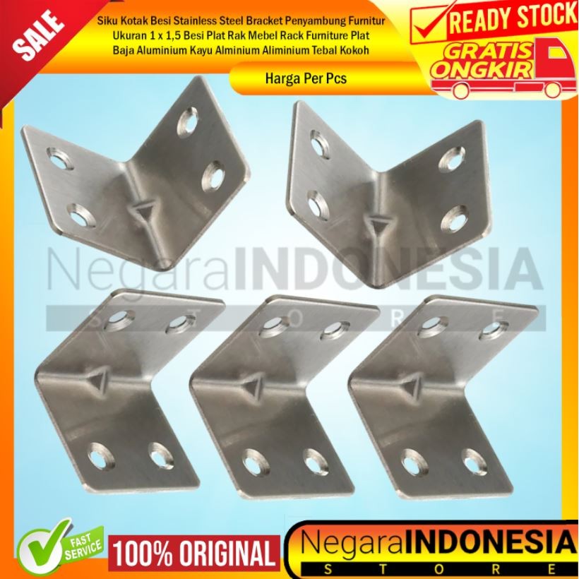 Siku Kotak Besi Stainless Ukuran 1 x 1,5 Bracket Penyambung Furnitur Besi Plat Rak Mebel Rack Furnit