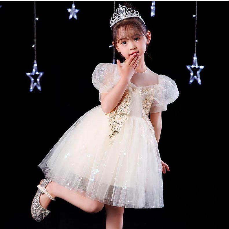 (MWD) Gaun pesta gold anak perempuan mewah