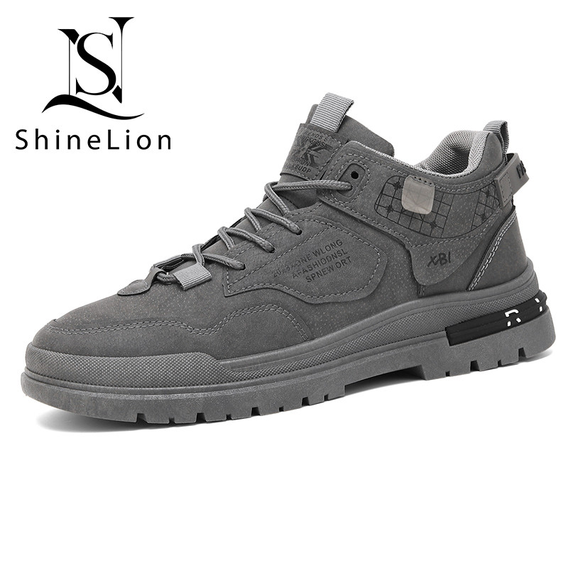 ShineLion Sepatu Boots Gunung Pria Keren Martin Flat Sole Desain Vintage British Style Cocok Untuk M