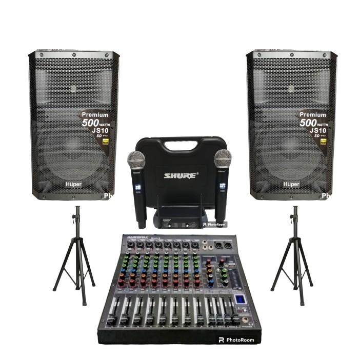 Paket Outdoor Huper Js10 15 Inch Mixer Mark 8 Bluetooth 2 Mic Wireless